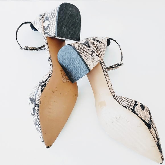ASOS | Snake Print Pointy Toe Low Block Heels - Picture 7 of 8